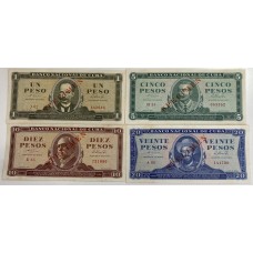 CUBA 1964 . ONE 1 - TWENTY 20 PESO BANKNOTES . SPECIMEN